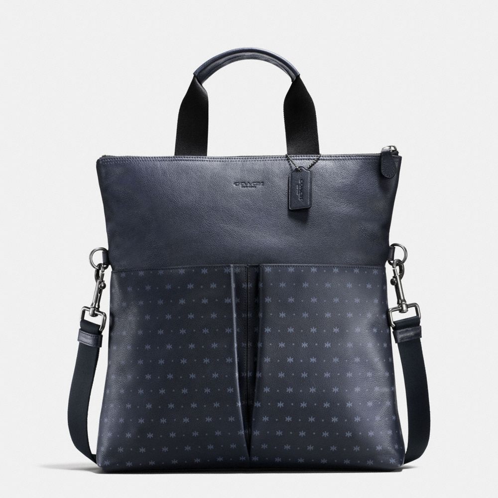 CHARLES FOLDOVER TOTE IN STAR DOT PRINT LEATHER - COACH f59309 -  MIDNIGHT NAVY/BLUE STAR DOT