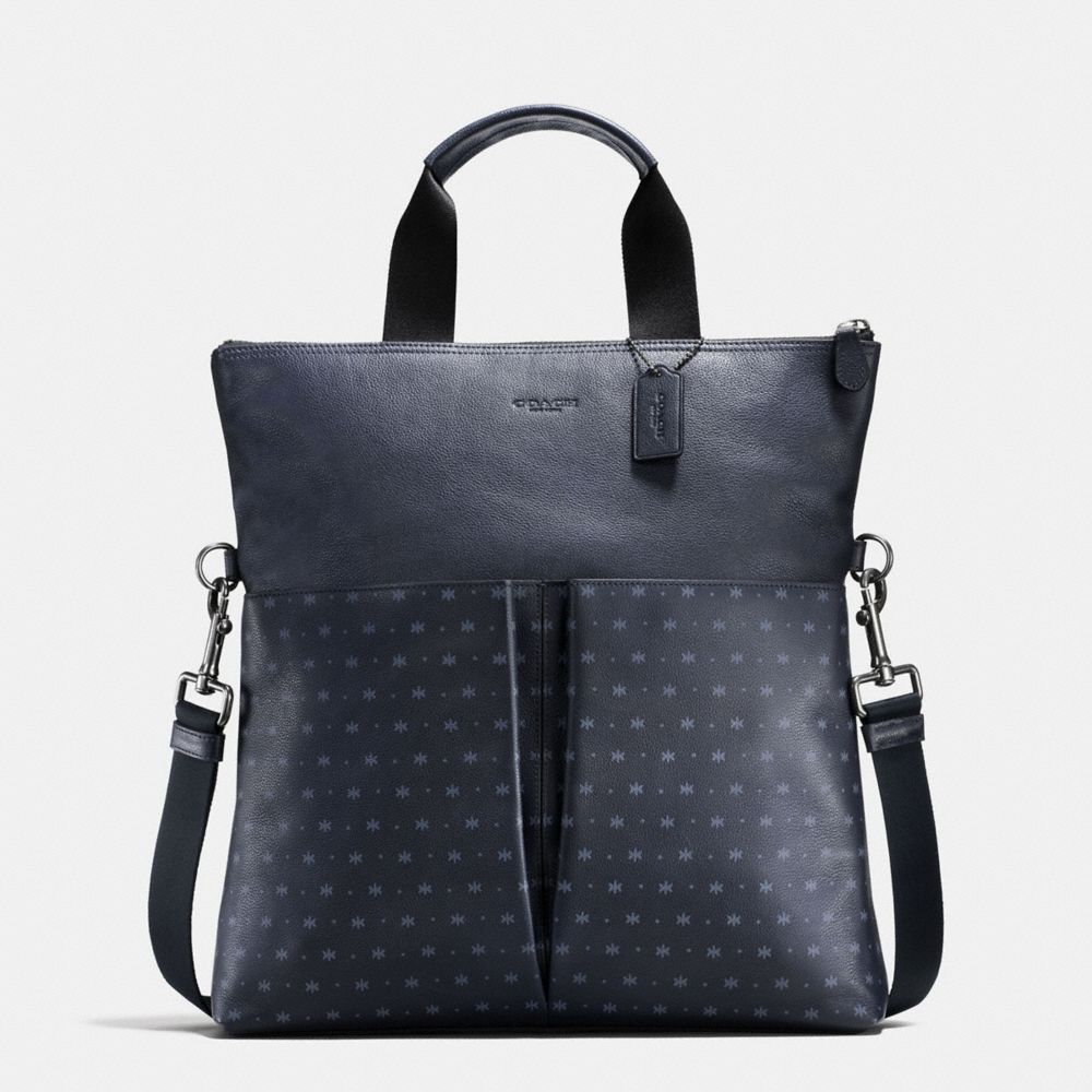 COACH CHARLES FOLDOVER TOTE IN STAR DOT PRINT LEATHER - MIDNIGHT NAVY/BLUE STAR DOT - F59309