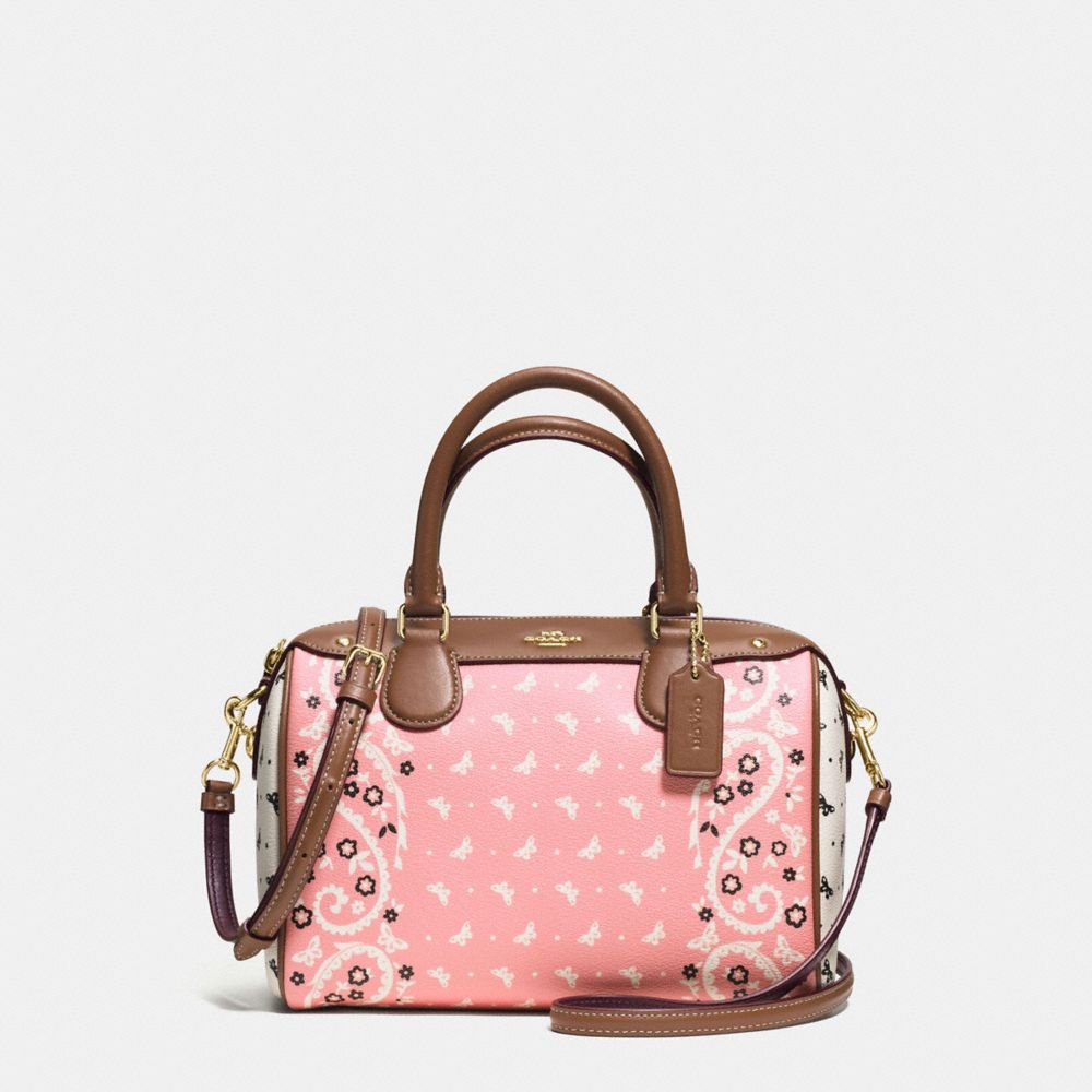 MINI BENNETT SATCHEL IN BUTTERFLY BANDANA PRINT COATED CANVAS - COACH f59328 - IMITATION GOLD/BLUSH CHALK