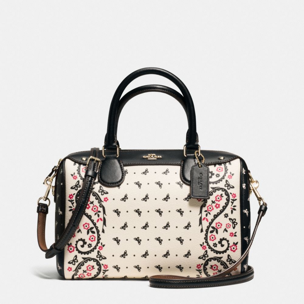 MINI BENNETT SATCHEL IN BUTTERFLY BANDANA PRINT COATED CANVAS - COACH f59328 - IMITATION GOLD/CHALK/BRIGHT PINK