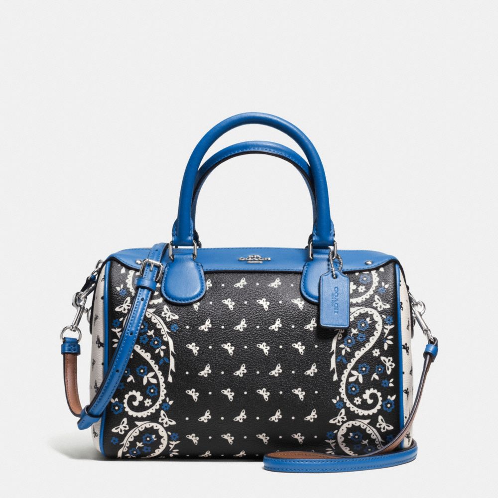 COACH MINI BENNETT SATCHEL IN BUTTERFLY BANDANA PRINT COATED CANVAS - SILVER/BLACK LAPIS - F59328