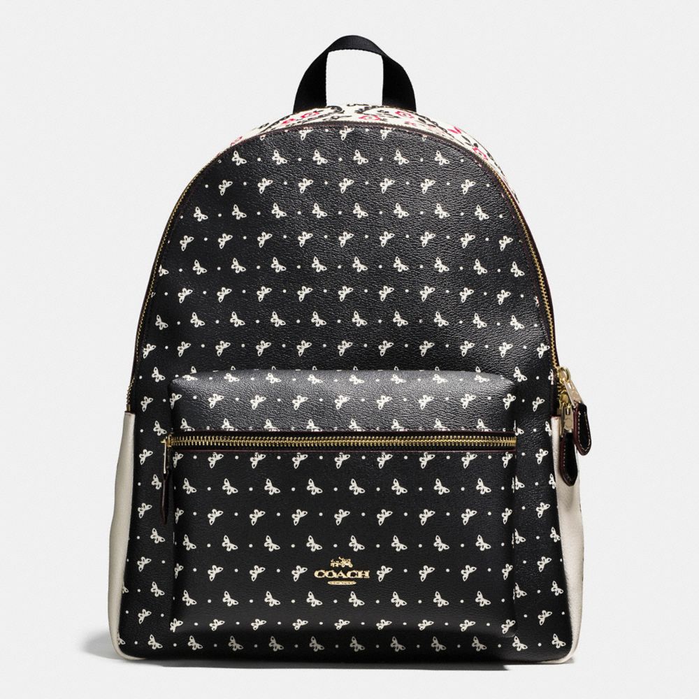 CHARLIE BACKPACK IN BUTTERFLY BANDANA PRINT COATED CANVAS - COACH f59331 - IMITATION GOLD/CHALK/BRIGHT PINK