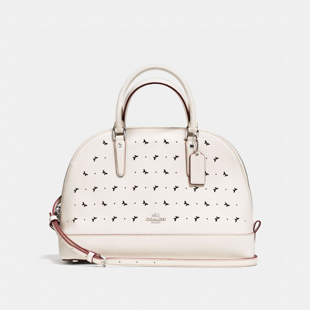 SIERRA SATCHEL IN PERFORATED CROSSGRAIN LEATHER - COACH f59344 -  SILVER/CHALK