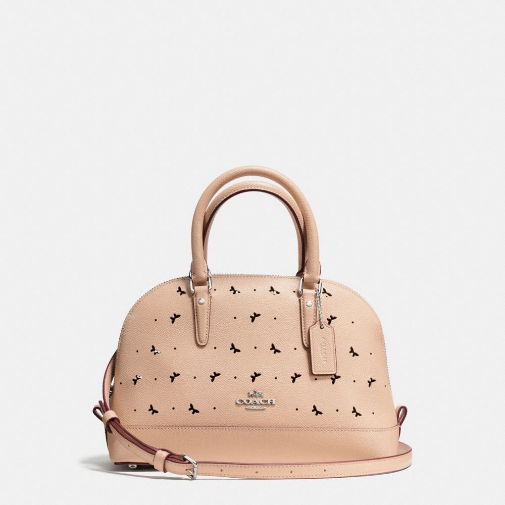 COACH MINI SIERRA SATCHEL IN PERFORATED CROSSGRAIN LEATHER - SILVER/BEECHWOOD - F59346