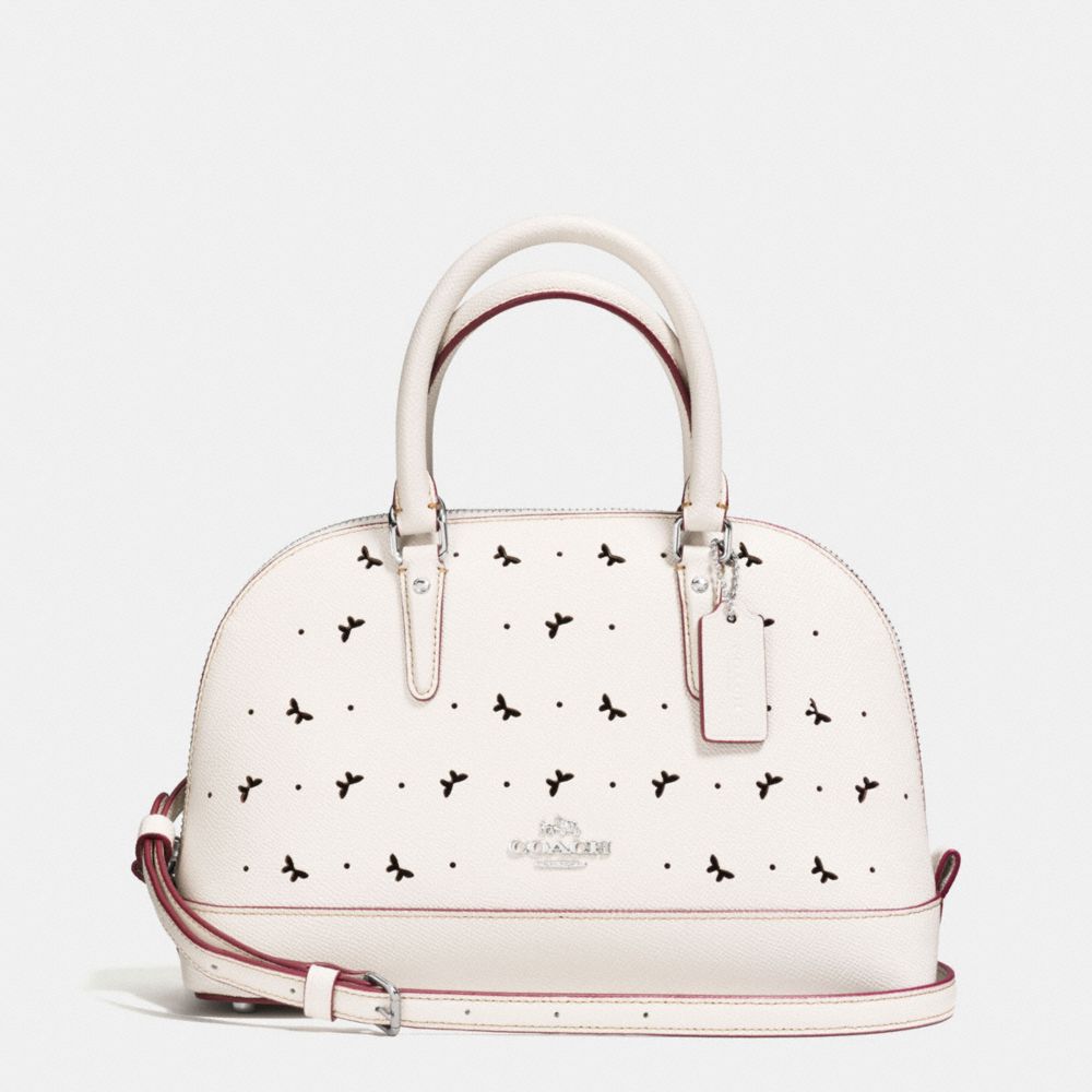 COACH MINI SIERRA SATCHEL IN PERFORATED CROSSGRAIN LEATHER - SILVER/CHALK - F59346