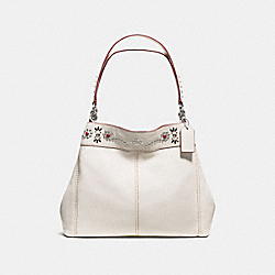 COACH LEXY SHOULDER BAG IN PEBBLE LEATHER WITH BORDER STUDDED EMBELLISHMENT - SILVER/CHALK - F59349
