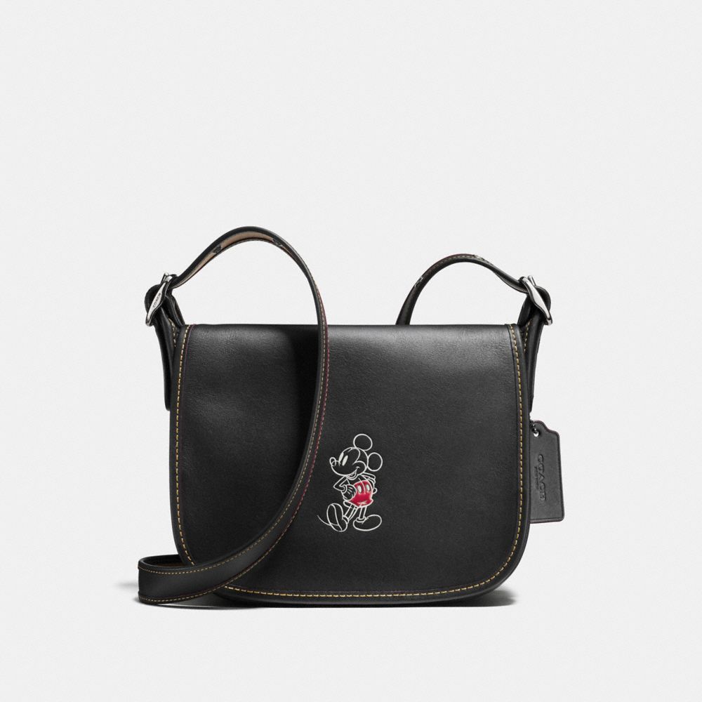 PATRICIA SADDLE 23 IN GLOVE CALF LEATHER WITH MICKEY - COACH f59359 - ANTIQUE NICKEL/BLACK