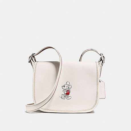 COACH PATRICIA SADDLE 23 IN GLOVE CALF LEATHER WITH MICKEY - BLACK ANTIQUE NICKEL/CHALK - f59359