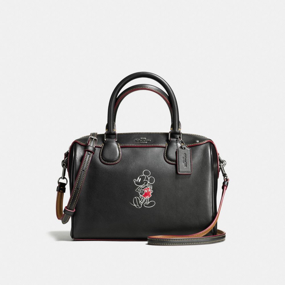 MINI BENNETT SATCHEL IN GLOVE CALF LEATHER WITH MICKEY - COACH  f59371 - ANTIQUE NICKEL/BLACK