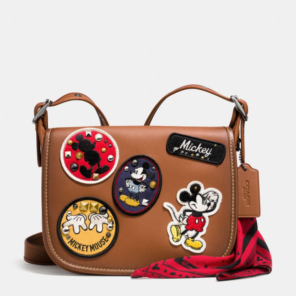 PATRICIA SADDLE 23 IN GLOVE CALF LEATHER WITH MICKEY PATCHES -  COACH f59373 - QB/Saddle Multi