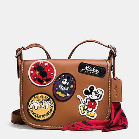 COACH PATRICIA SADDLE 23 IN GLOVE CALF LEATHER WITH MICKEY PATCHES - QB/Saddle Multi - f59373