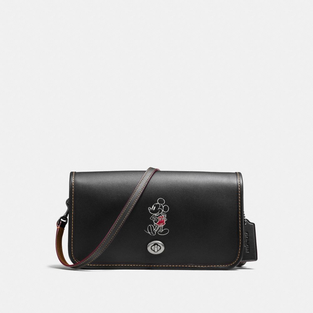 PENNY CROSSBODY IN GLOVE CALF LEATHER WITH MICKEY - COACH f59374  - ANTIQUE NICKEL/BLACK