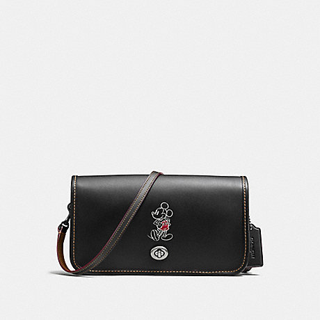 COACH PENNY CROSSBODY IN GLOVE CALF LEATHER WITH MICKEY - ANTIQUE NICKEL/BLACK - f59374