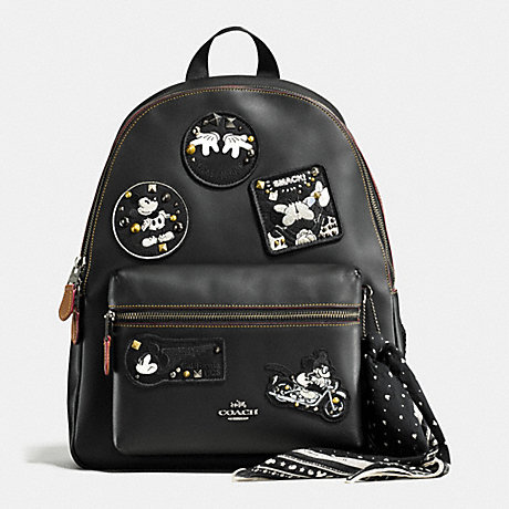 COACH CHARLIE BACKPACK IN GLOVE CALF LEATHER WITH MICKEY - ANTIQUE NICKEL/BLACK MULTI - f59375