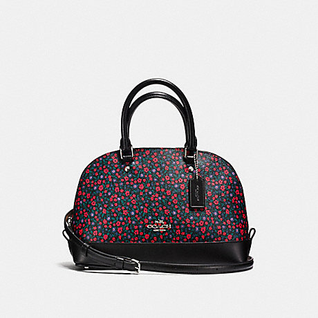 COACH MINI SIERRA SATCHEL IN RANCH FLORAL PRINT COATED CANVAS - SILVER/BRIGHT RED - f59443