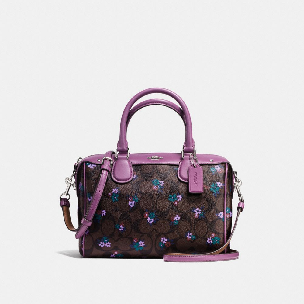 COACH MINI BENNETT SATCHEL IN SIGNATURE C RANCH FLORAL PRINT COATED CANVAS - SILVER/BROWN MULTI - F59461