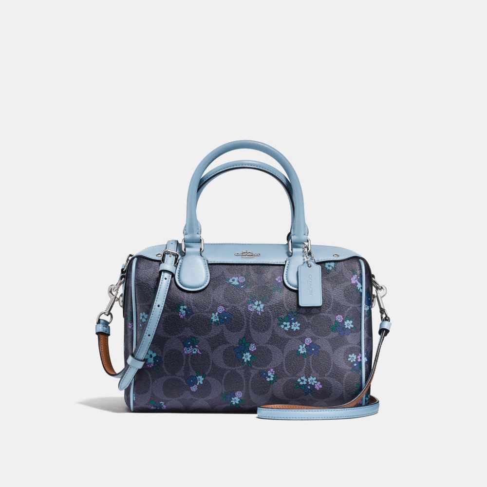 COACH MINI BENNETT SATCHEL IN SIGNATURE C RANCH FLORAL PRINT COATED CANVAS - SILVER/DENIM MULTI - F59461