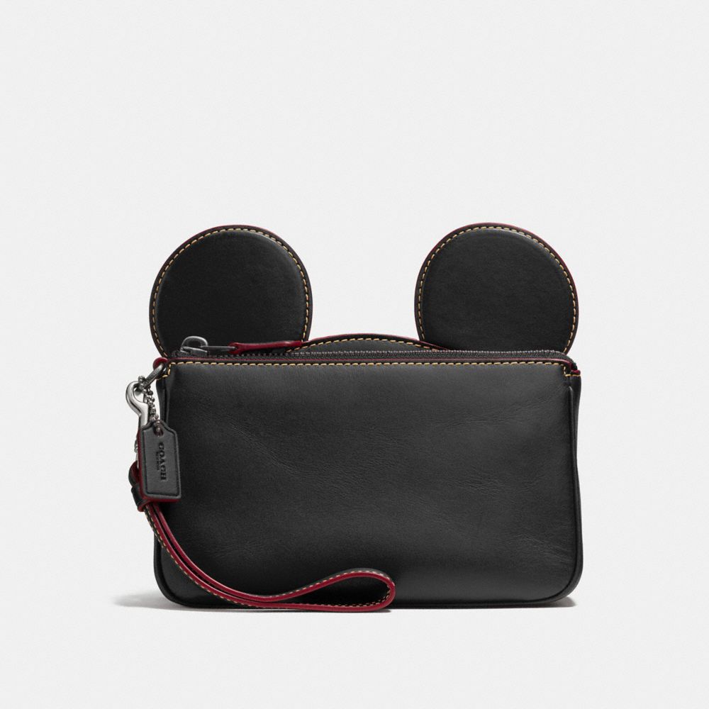 WRISTLET IN GLOVE CALF LEATHER WITH MICKEY EARS - COACH f59529 -  ANTIQUE NICKEL/BLACK