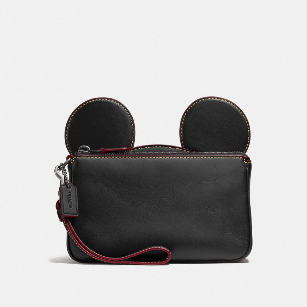 WRISTLET IN GLOVE CALF LEATHER WITH MICKEY EARS - COACH f59529 - ANTIQUE NICKEL/BLACK