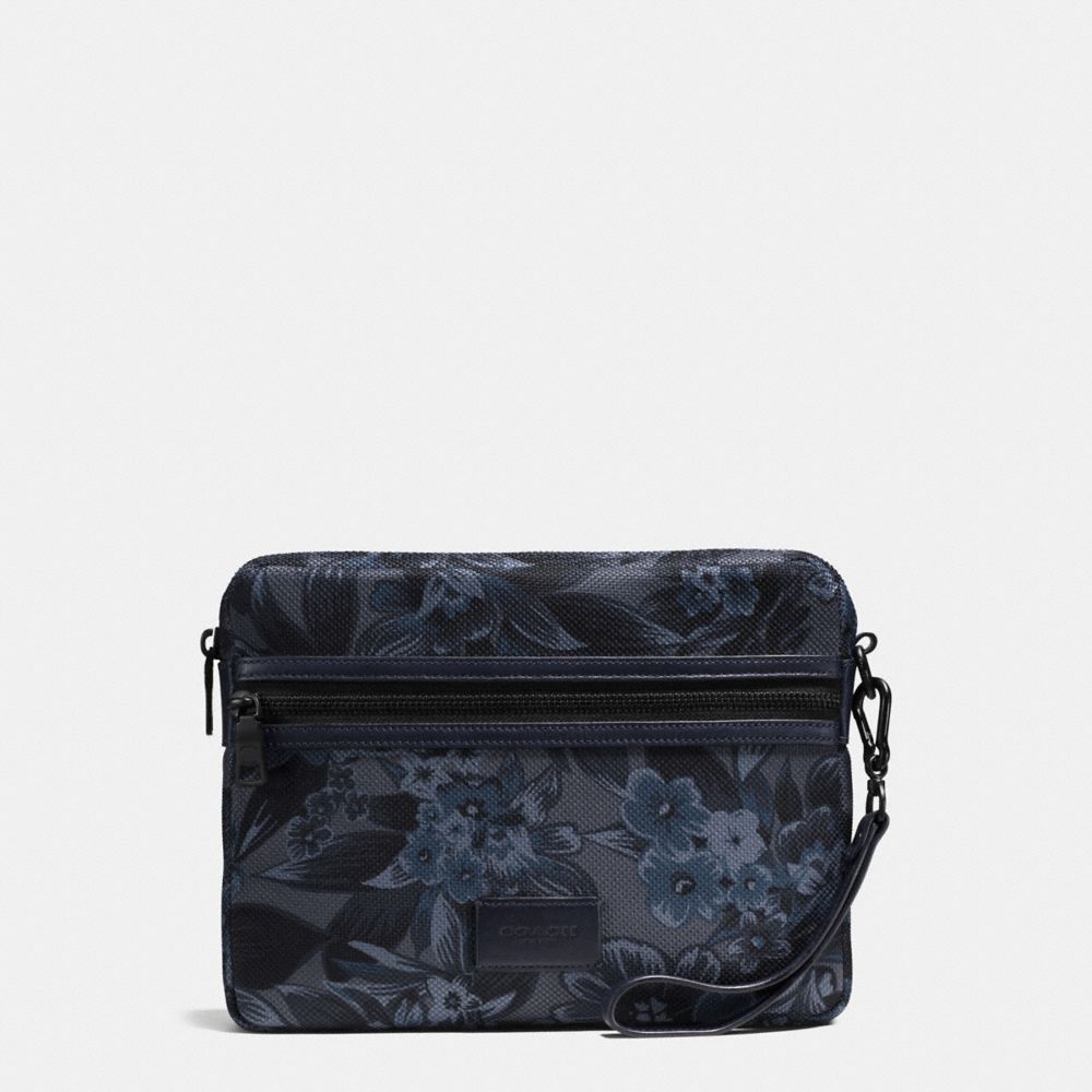 MEDIUM TECH POUCH IN FLORAL HAWAIIAN PRINT COATED CANVAS - COACH f59544 - BLUE HAWAIIAN FLORAL