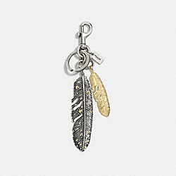 COACH STUDDED MULTI FEATHER BAG CHARM - SILVER/SILVER - F59730