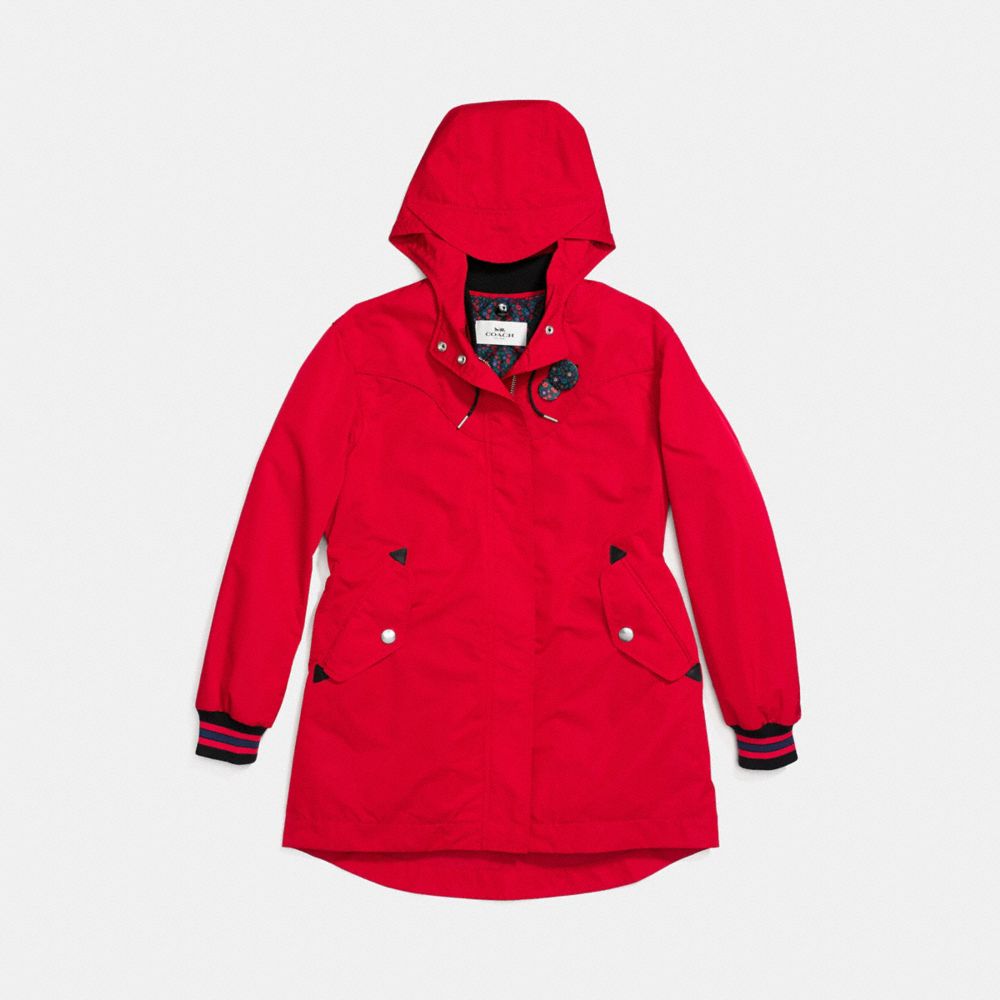 VARSITY STRIPE PARKA RAINCOAT - COACH f59775 - BRIGHT RED