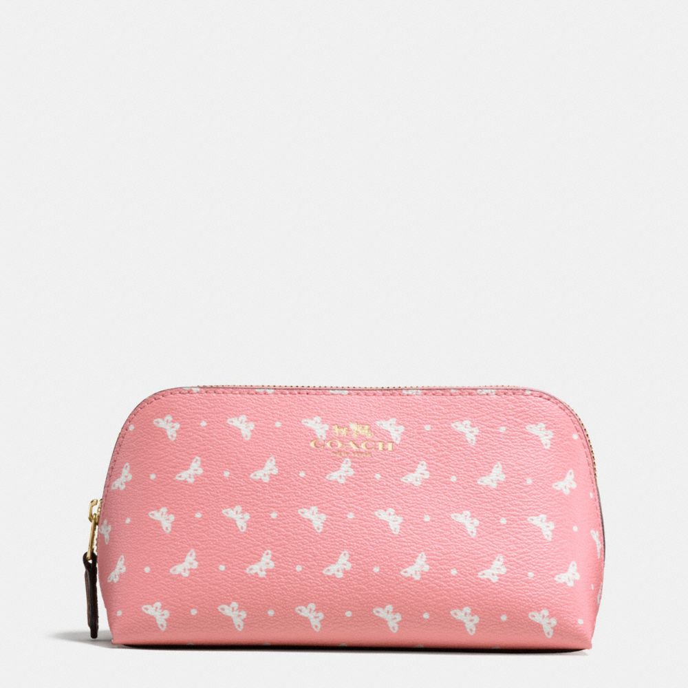 COSMETIC CASE 17 IN BUTTERFLY DOT PRINT COATED CANVAS - COACH f59783 - IMITATION GOLD/BLUSH CHALK