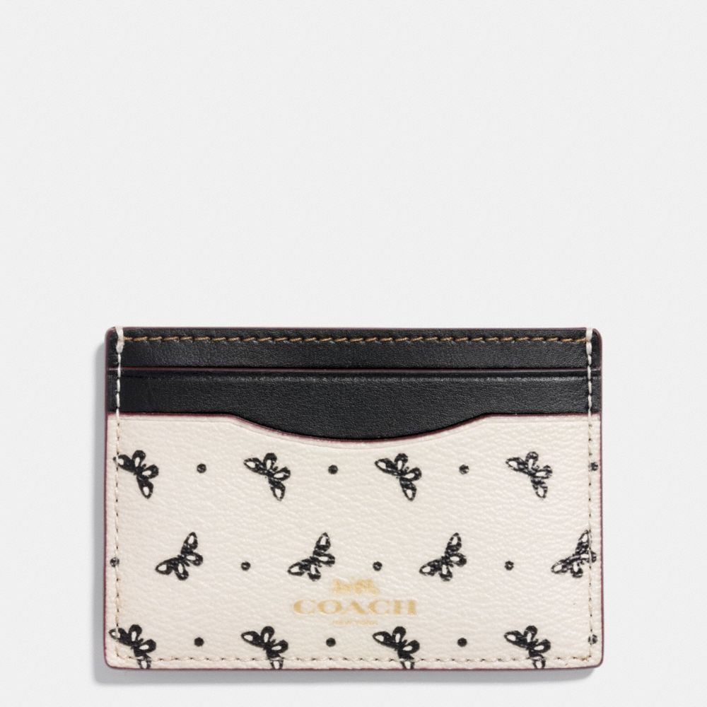 FLAT CARD CASE IN BUTTERFLY DOT PRINT COATED CANVAS - COACH f59787 - IMITATION GOLD/CHALK/BLACK
