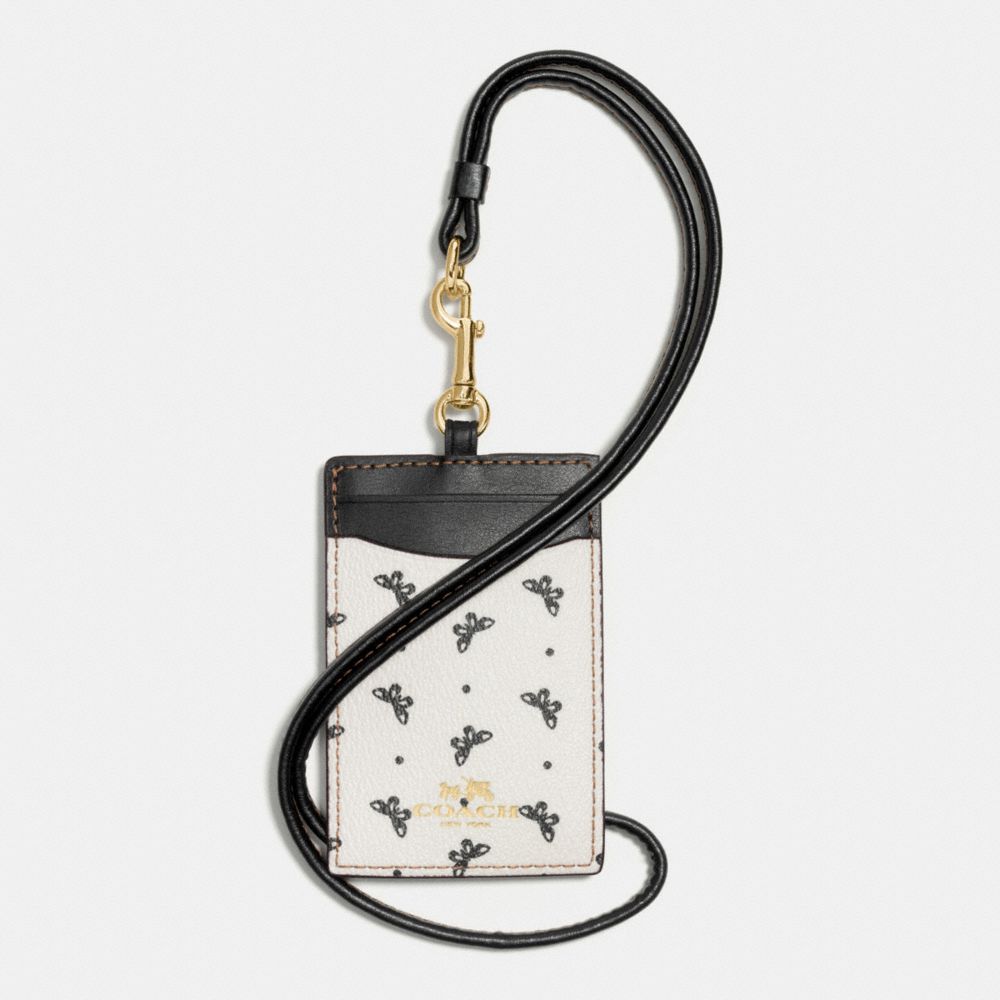 ID LANYARD IN BUTTERFLY DOT PRINT COATED CANVAS - COACH f59788 - IMITATION GOLD/CHALK/BLACK
