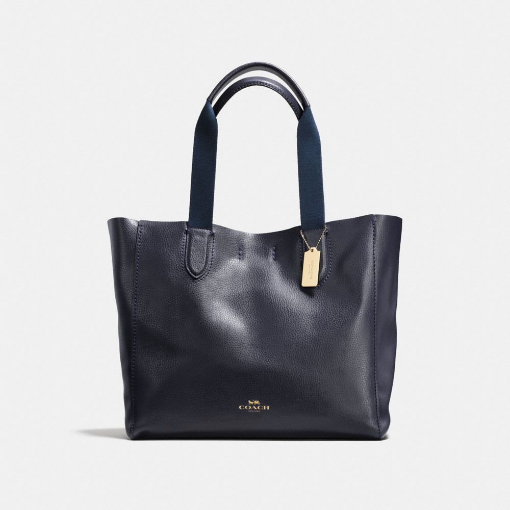 COACH LARGE DERBY TOTE IN PEBBLE LEATHER - IMITATION GOLD/MIDNIGHT - F59818