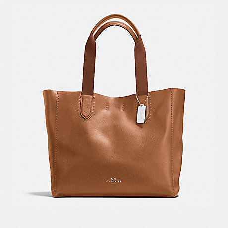 COACH LARGE DERBY TOTE IN PEBBLE LEATHER - SILVER/SADDLE - f59818