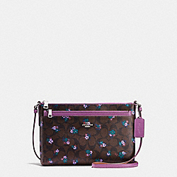 EAST/WEST CROSSBODY WITH POP-UP POUCH IN SIGNATURE RANCH FLORAL COATED CANVAS - f59841 - SILVER/BROWN MULTI