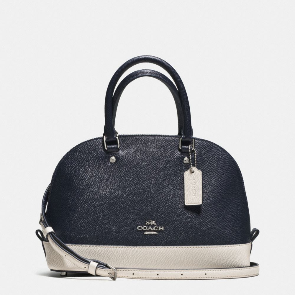 MINI SIERRA SATCHEL IN COLORBLOCK CROSSGRAIN LEATHER - COACH f59852 - SILVER/MIDNIGHT