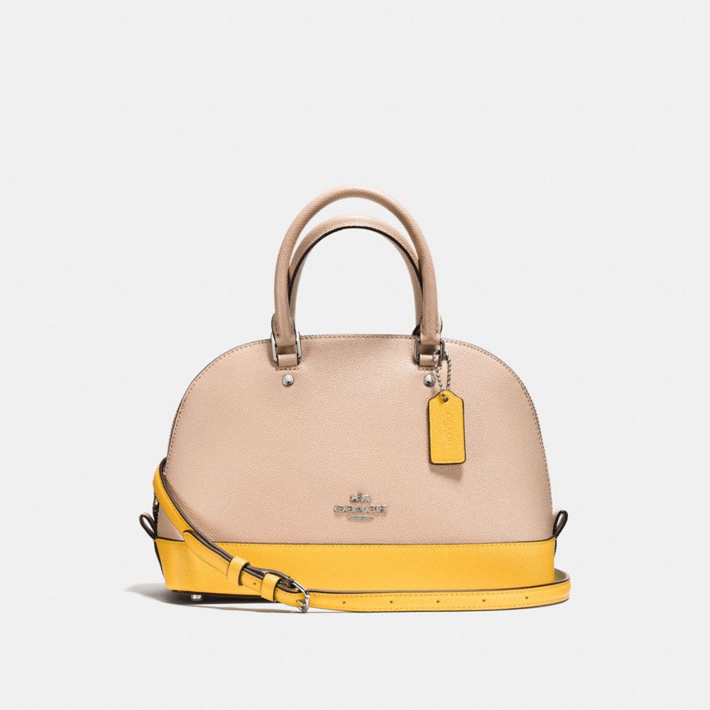 COACH MINI SIERRA SATCHEL IN COLORBLOCK CROSSGRAIN LEATHER - SILVER/BEECHWOOD - F59852