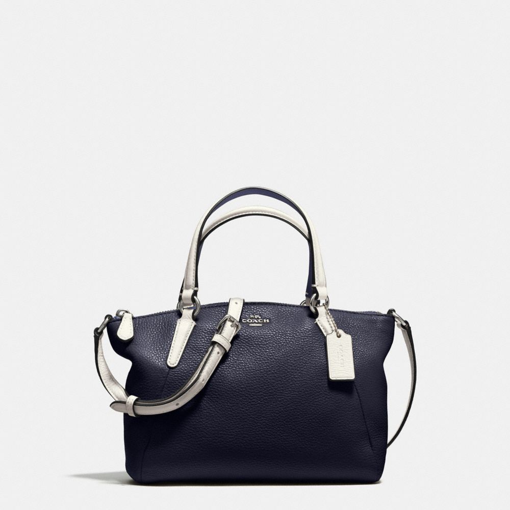 COACH MINI KELSEY SATCHEL IN REFINED NATURAL PEBBLE LEATHER - SILVER/MIDNIGHT - F59853