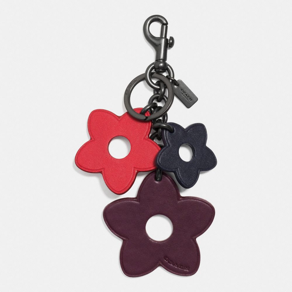 FLOWER MIX BAG CHARM - COACH f59865 - BLACK/RED