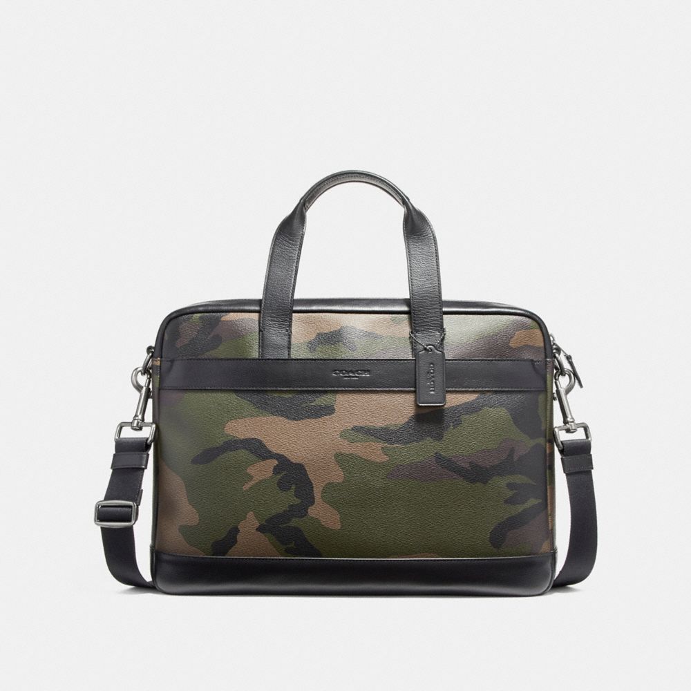 HAMILTON BAG IN CAMO PRINT COATED CANVAS - COACH f59896 - BLACK ANTIQUE NICKEL/DARK GREEN CAMO