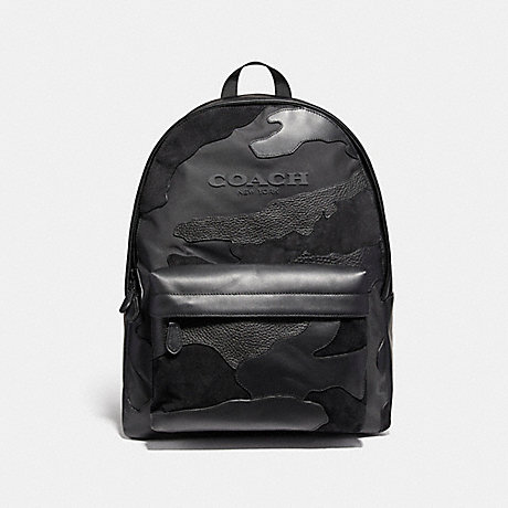COACH CHARLES BACKPACK IN BLACKOUT MIXED MATERIALS - MATTE BLACK/BLACK - f59935