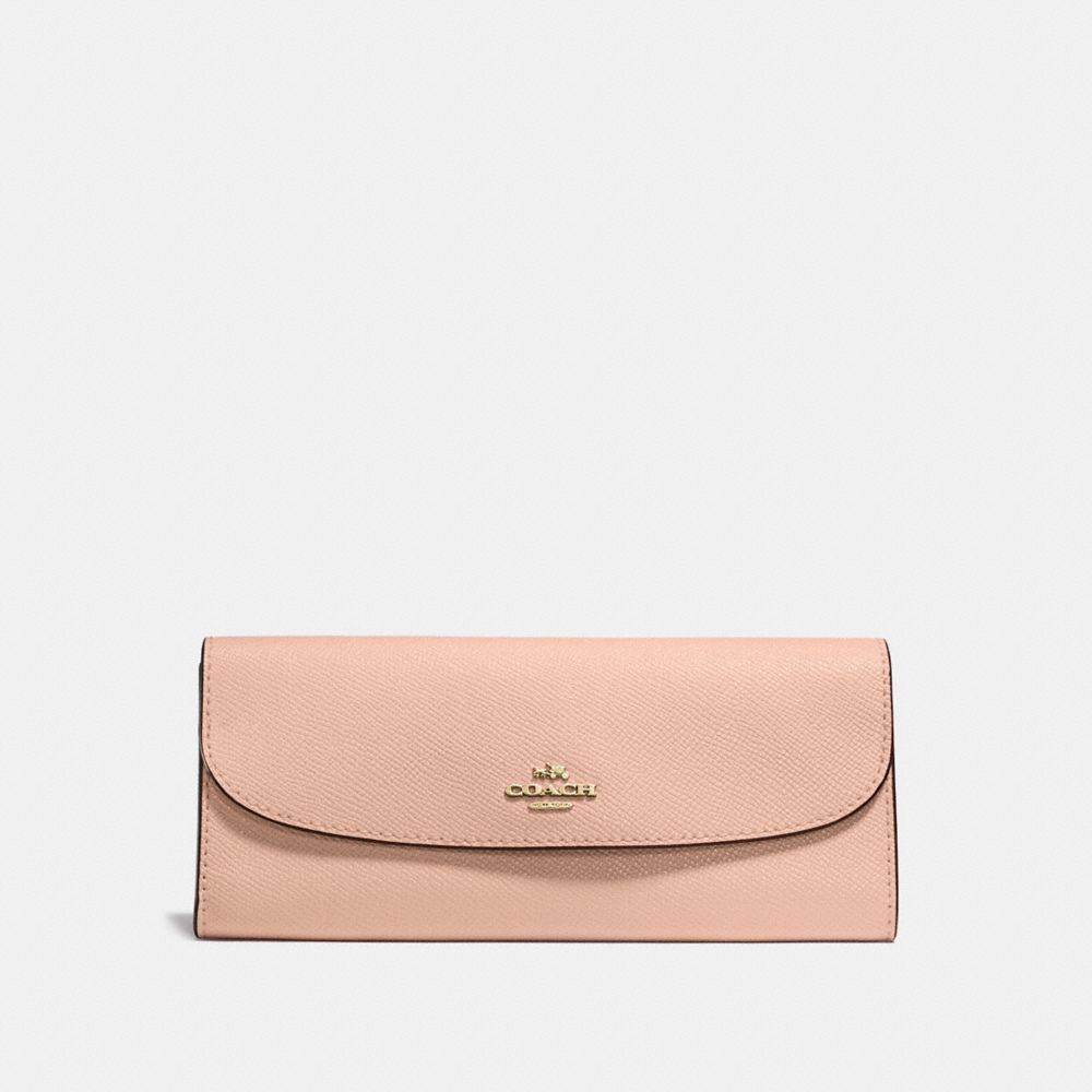 SOFT WALLET IN CROSSGRAIN LEATHER - COACH f59949 - IMITATION GOLD/NUDE PINK