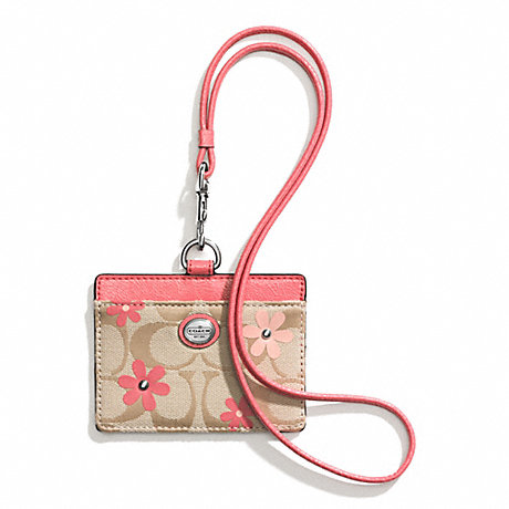 COACH DAISY SIGNATURE FLORAL CANVAS EAST/WEST LANYARD ID -  - f60474