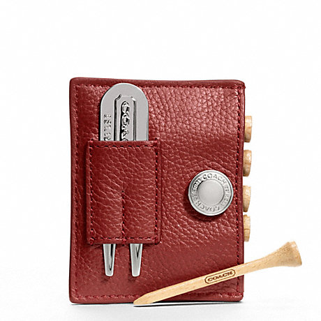COACH LEATHER GOLF TEE SET - RED - f61437
