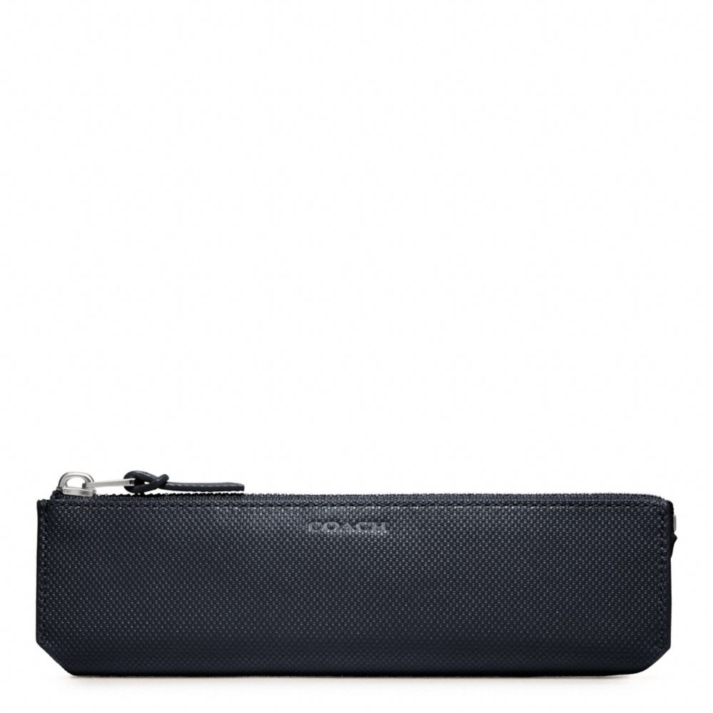 BLEECKER EMBOSSED TEXTURED LEATHER PENCIL CASE - COACH f61677 - NAVY