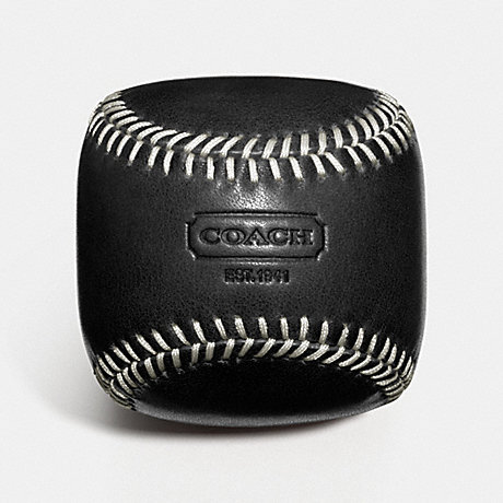 COACH LEATHER BASEBALL PAPERWEIGHT -  BLACK - f61740