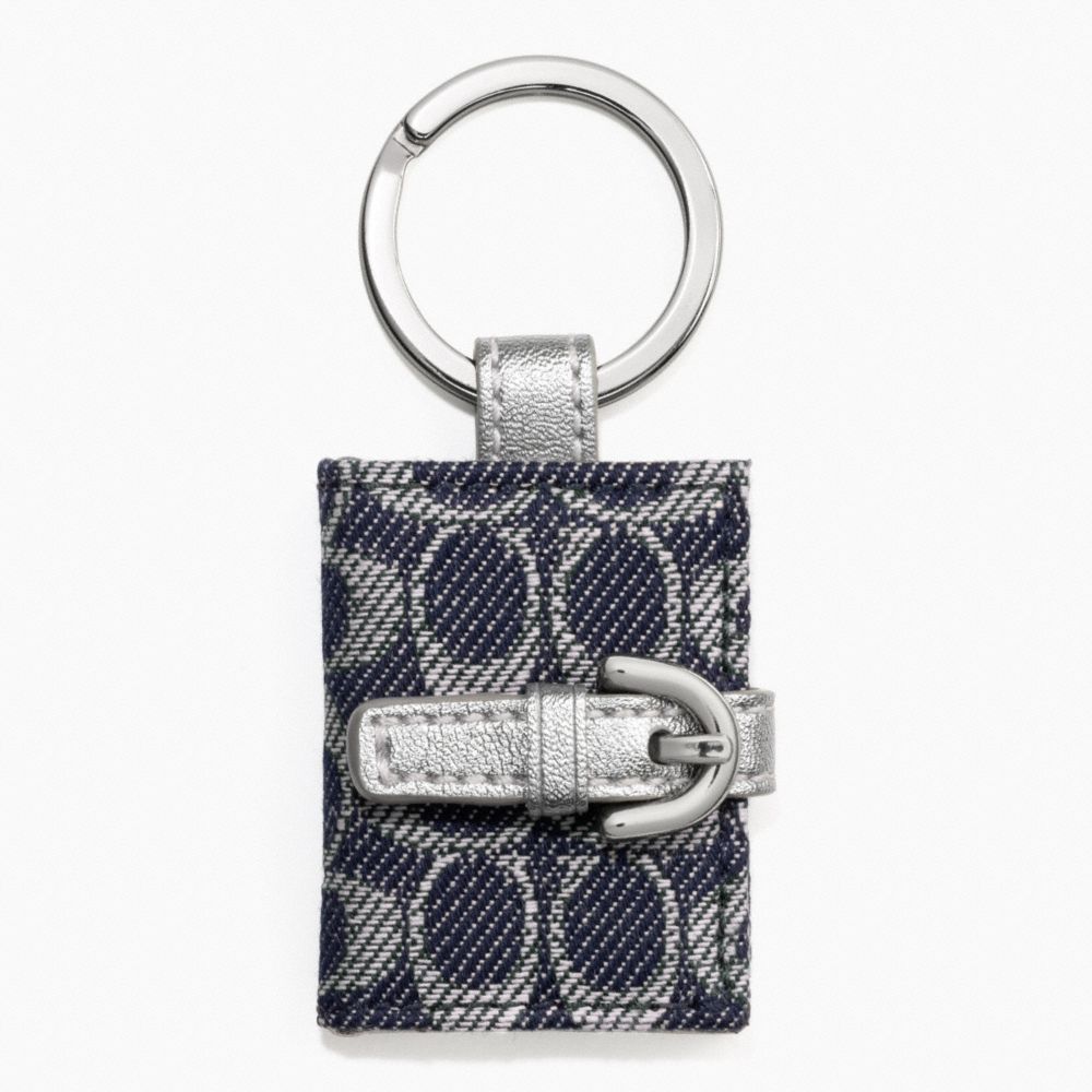 SIGNATURE PICTURE FRAME KEY RING - COACH f61848 - SILVER/DENIM/SILVER