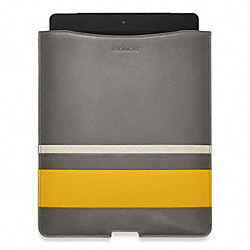 BLEECKER DEBOSSED PAINTED STRIPE IPAD SLEEVE - COACH f61923 - PEWTER/SQUASH