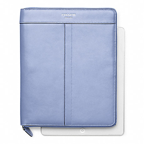 COACH LEATHER ZIP AROUND IPAD CASE - SILVER/CHAMBRAY - f61953