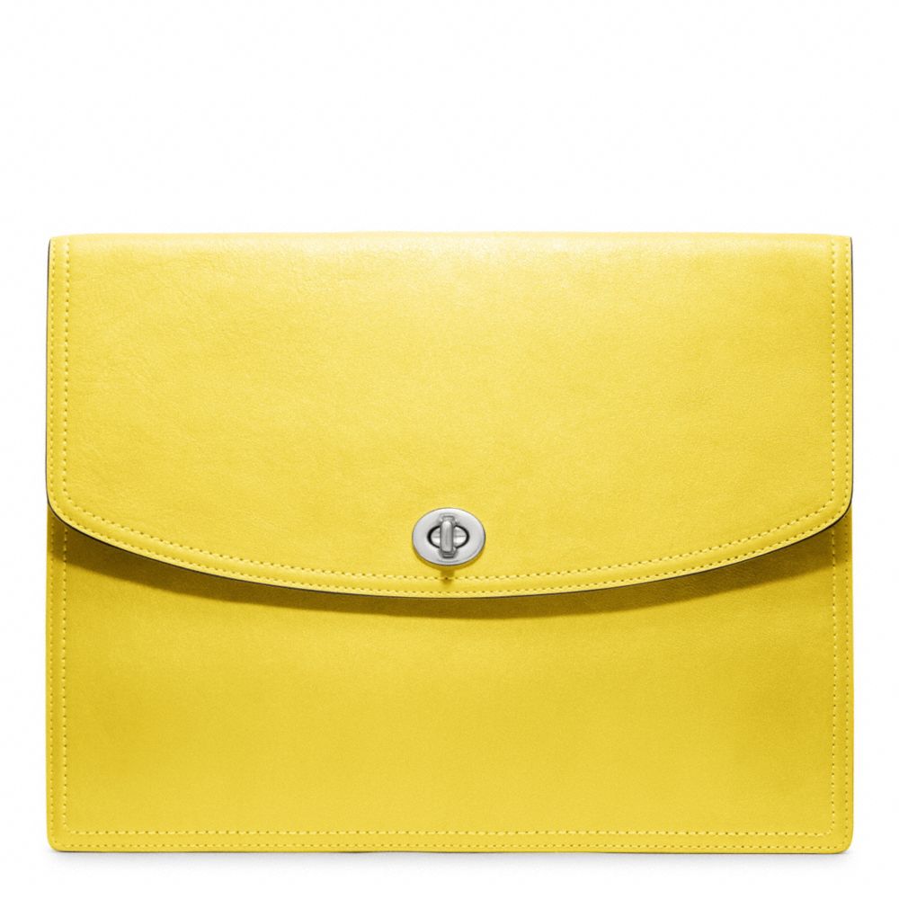 LEATHER UNIVERSAL CLUTCH - COACH f61987 - SILVER/LEMON