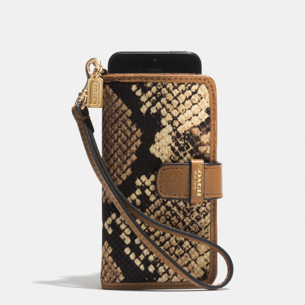 MADISON PHONE WRISTLET IN PYTHON PRINT FABRIC - COACH f62281 -  LIGHT GOLD/NATURAL