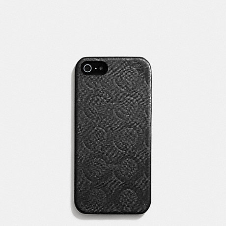 COACH IPHONE CASE IN OP ART EMBOSSED LEATHER -  BLACK - f62379