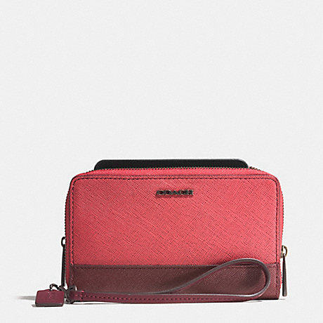 COACH DOUBLE ZIP PHONE WALLET IN SAFFIANO COLORBLOCK MIXED MATERIAL -  ARD1H - f62612